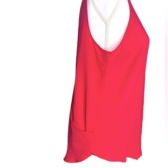Lush Women’s Sz Med Barberry Pink Sleeveless V Neck Open Cross Over Back Blouse - Picture 2 of 5